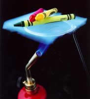 Crayons protected from melting by aerogel.